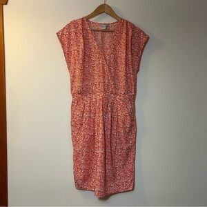 ICHI | Orange & White Floral Sheath Dress Size Medium